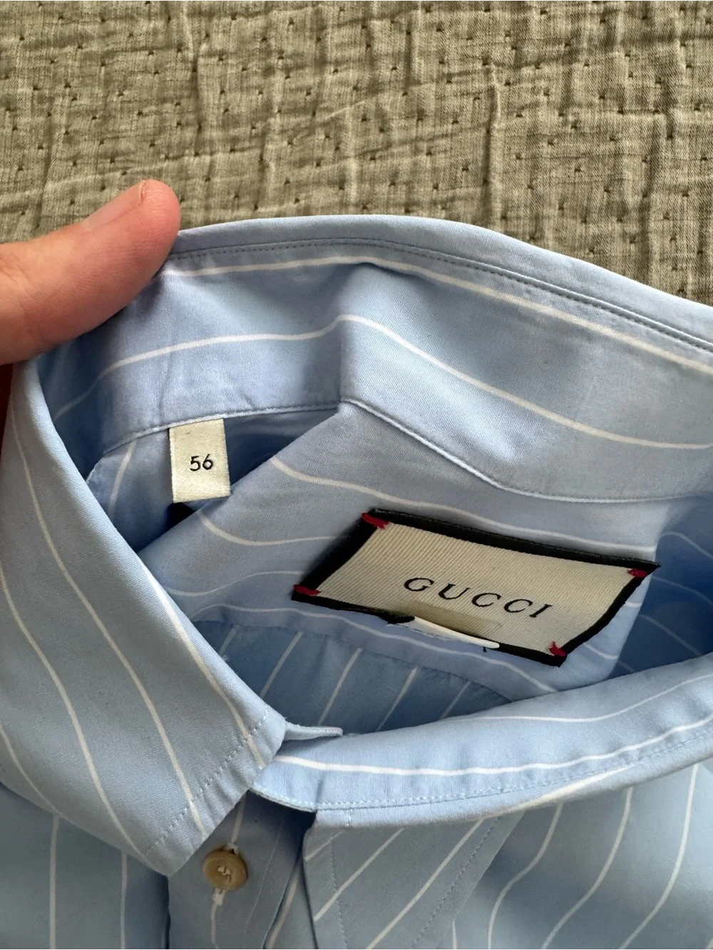 Gucci Blue Stripe Long Sleeve Collared Button Up Dress Shirt | Made in Italy